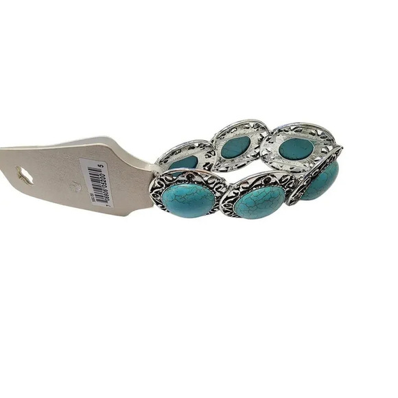 Vintage NWOT Large Turquoise Silver Antique Design Bracelet – 6 inches - Picture 4 of 6